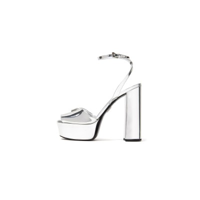 PRADA METALLIC LEATHER PLATFORM SANDALS 1XP48B